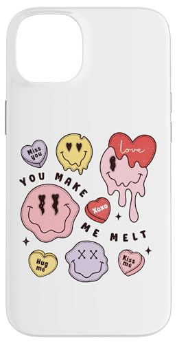 Hülle für iPhone 14 Plus Groovy Melting Happy Face, Retro-Vibes, Melted Smile, Spaß fürs Gesicht von Cute Funny Retro Valentine's Day Trendy T-Shirts