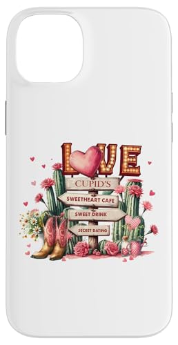 Hülle für iPhone 14 Plus Valentinstag Western Love Rosen Kaktus Cowgirl Stiefel Mädchen von Cute Funny Retro Valentine's Day Trendy T-Shirts