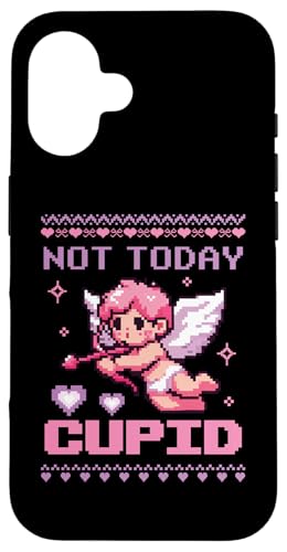 Hülle für iPhone 16 Not Today Cupid Ugly Sweater Retro Pixel Art Valentinstag von Cute Funny Retro Valentine's Day Trendy T-Shirts