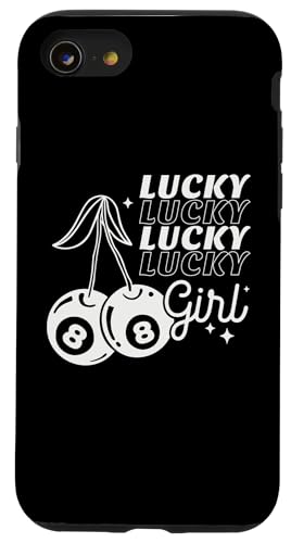 Hülle für iPhone SE (2020) / 7 / 8 Lucky Girl Retro 8-Ball Kirschen Valentinstag Frauen Teenager Mädchen von Cute Funny Retro Valentine's Day Trendy T-Shirts