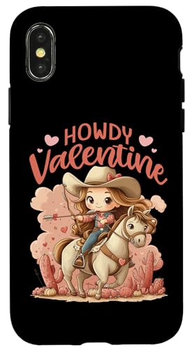 Hülle für iPhone X/XS Howdy Valentine Cowgirl Shirt Cute Western Valentinstag von Cute Funny Retro Valentine's Day Trendy T-Shirts