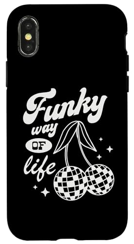 Hülle für iPhone X/XS Retro Funky Discokugel Kirschen Groovy Valentinstag Trend von Cute Funny Retro Valentine's Day Trendy T-Shirts