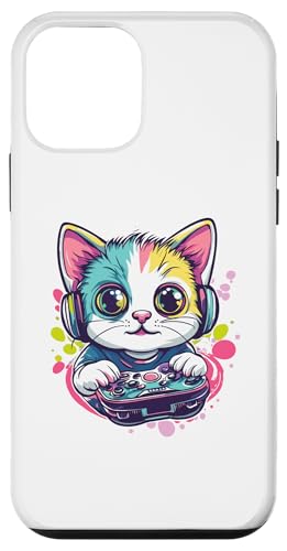 Hülle für iPhone 12 mini Niedliche Katze Gaming Kopfhörer Controller Fun von Cute Gaming Cat Headphones Fun