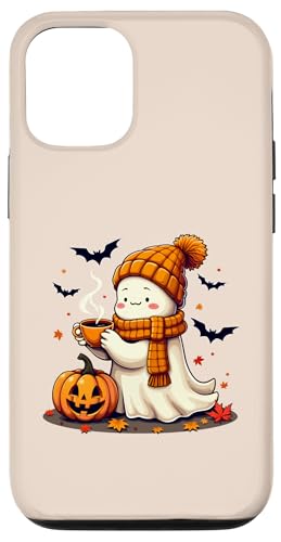 Hülle für iPhone 15 Lustiger Geist trinken Kaffee Halloween Geist Eis Kaffee Liebhaber von Cute Ghost Drinking Coffee Halloween Ghost Coffee