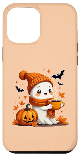 Hülle für iPhone 15 Plus Niedlicher Geist trinkt Kaffee Halloween Herbst Blätter Frauen Mädchen von Cute Ghost Drinking Coffee Halloween Ghost Coffee