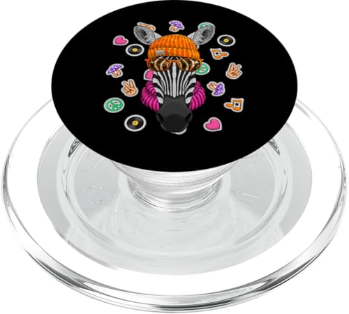 Hipster Zebra Geek Nerd Brille Tier Liebe Friedenszeichen PopSockets PopGrip für MagSafe von Cute Hipster Animals