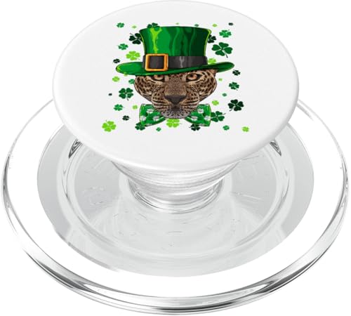 Leopard St Patricks Day Tierkobold Hut Kleeblatt PopSockets PopGrip für MagSafe von Cute Irish Animals