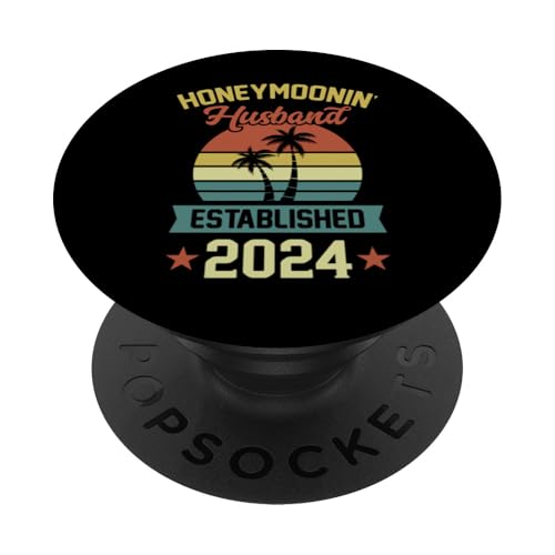 Flitterwochen-Ehemann gegründet 2024 Flitterwochen-Ehemann PopSockets mit austauschbarem PopGrip von Cute Just Married Quotes Accessories for Couples