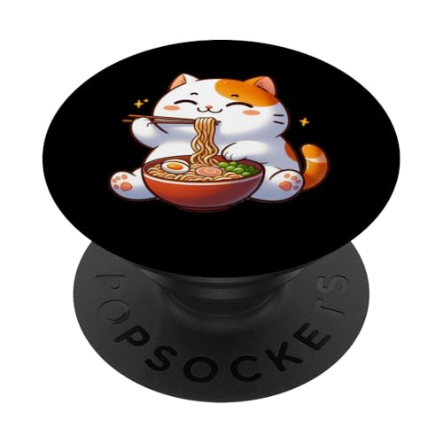 Kawaii Katze isst Ramen Nudeln Japanisch Niedlich Anime Lustig PopSockets Klebender PopGrip von Cute Kawaii Anime Cat Noodles Ramen Otaku Manga