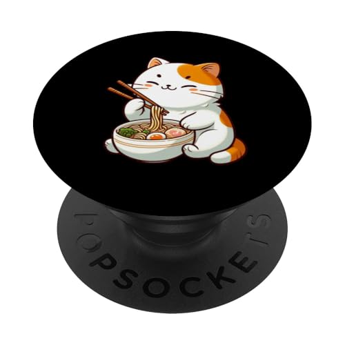 Kawaii Katze isst Ramen Nudeln Japanisch Niedlich Anime Lustig PopSockets Klebender PopGrip von Cute Kawaii Anime Cat Noodles Ramen Otaku Manga