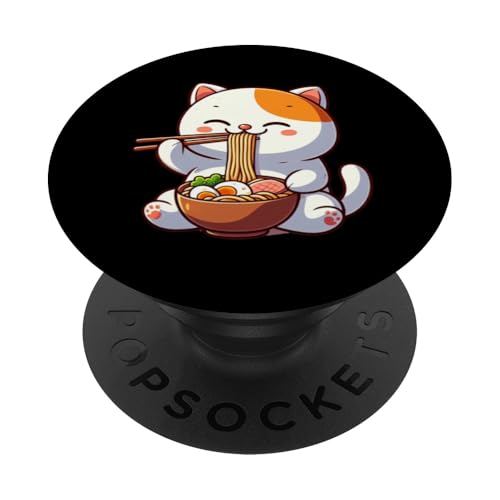 Kawaii Katze isst Ramen Nudeln Japanisch Niedlich Anime Lustig PopSockets Klebender PopGrip von Cute Kawaii Anime Cat Noodles Ramen Otaku Manga