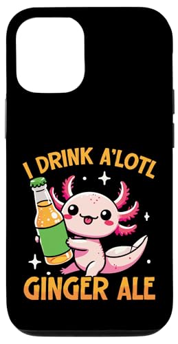 Hülle für iPhone 12/12 Pro Ich trinke A'lotl Ginger Ale Funny Axolotl Kawaii von Cute Kawaii Axolotl Drinking