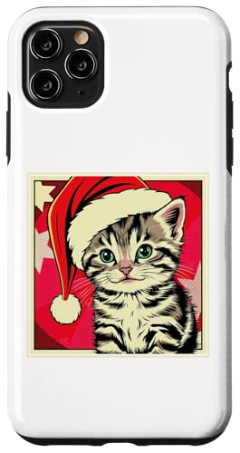 Hülle für iPhone 11 Pro Max Süße Katze Frohe Weihnachten Nikolausmütze Katzenliebhaber Katze Mama Papa von Cute Kitten Lover Christmas Theme Clothing Co.