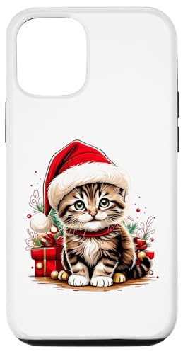 Hülle für iPhone 12/12 Pro Süße Katze Frohe Weihnachten Nikolausmütze Katzenliebhaber von Cute Kitten Lover Christmas Theme Clothing Co.