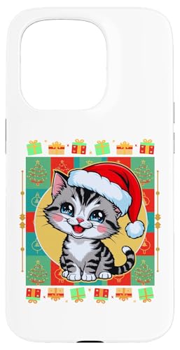 Hülle für iPhone 15 Pro Niedliches Kätzchen, Weihnachtsmannmütze, Katzenliebhaber, Katze, Mutter, Papa von Cute Kitten Lover Christmas Theme Clothing Co.