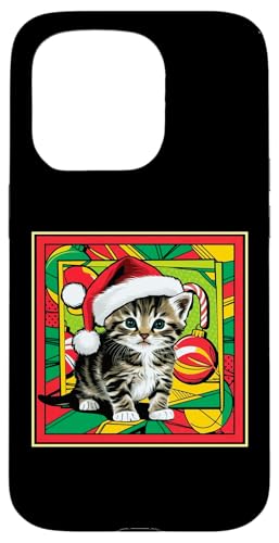 Hülle für iPhone 15 Pro Süße Katze Frohe Weihnachten Nikolausmütze Katzenliebhaber Katze Mama Papa von Cute Kitten Lover Christmas Theme Clothing Co.