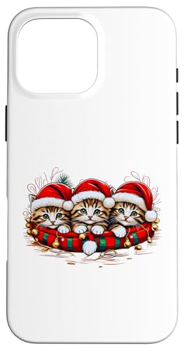 Hülle für iPhone 16 Pro Max Süße Kätzchen Merry Christmas Santa Hat Katzenliebhaber von Cute Kitten Lover Christmas Theme Clothing Co.