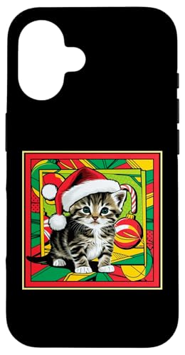 Hülle für iPhone 16 Süße Katze Frohe Weihnachten Nikolausmütze Katzenliebhaber Katze Mama Papa von Cute Kitten Lover Christmas Theme Clothing Co.