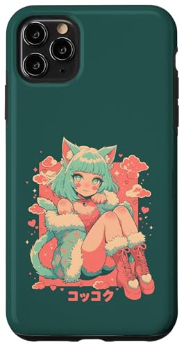 Hülle für iPhone 11 Pro Max Valentines Anime Katze Mädchen Manga Herzen Kawaii Cute Holiday von Cute Kitty Cat Anime Waiifu Valentines Day Heart