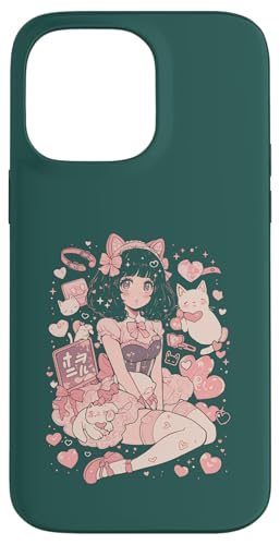 Hülle für iPhone 14 Pro Max Valentines Anime Katze Mädchen Manga Herzen Kawaii Cute Holiday von Cute Kitty Cat Anime Waiifu Valentines Day Heart