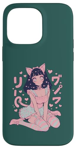 Hülle für iPhone 14 Pro Max Valentines Anime Katze Mädchen Manga Herzen Kawaii Cute Holiday von Cute Kitty Cat Anime Waiifu Valentines Day Heart