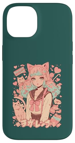 Hülle für iPhone 14 Valentines Anime Katze Mädchen Manga Herzen Kawaii Cute Holiday von Cute Kitty Cat Anime Waiifu Valentines Day Heart