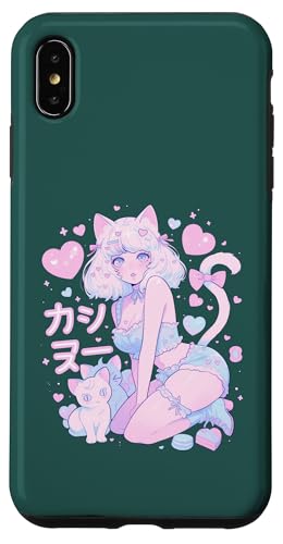 Hülle für iPhone XS Max Valentines Anime Katze Mädchen Manga Herzen Kawaii Cute Holiday von Cute Kitty Cat Anime Waiifu Valentines Day Heart