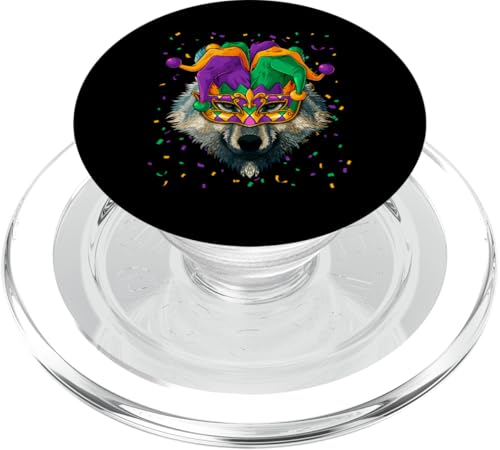 Wolf Mardi Gras Tier Gesicht Karneval Narren Festival PopSockets PopGrip für MagSafe von Cute Mardi Gras Animals