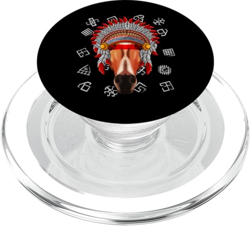 Indianer-Kopfschmuck mit Indianerpferd PopSockets PopGrip für MagSafe von Cute Native American Animals