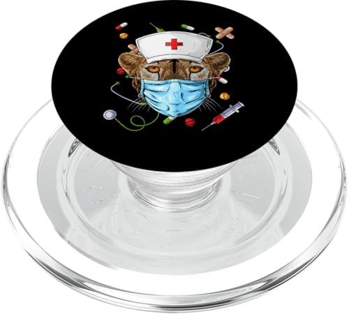 Cheetah Nurse RN Lustige ER Krankenpflegeschule Abschluss PopSockets PopGrip für MagSafe von Cute Nurse Animals