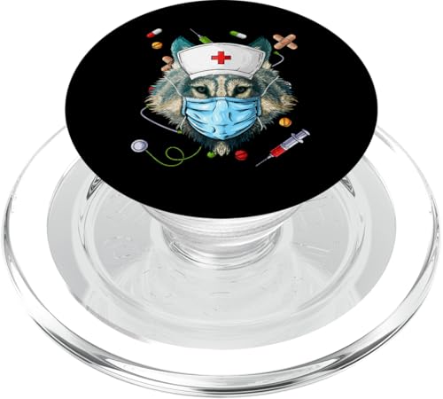 Wolf Nurse RN Lustige ER Krankenpflegeschule Abschluss PopSockets PopGrip für MagSafe von Cute Nurse Animals