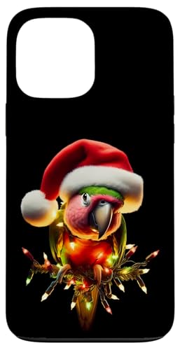 Hülle für iPhone 13 Pro Max Papagei mit Weihnachtsmütze und Weihnachtsbeleuchtung, Haustierbesitzer von Cute Parrot With Santa Hat And Christmas Products