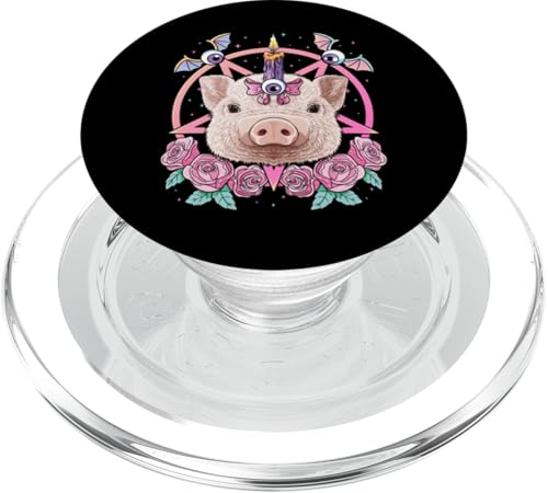 Pastell Goth Pig Pagan Creepy Menhera Farm Pig Farmer PopSockets PopGrip für MagSafe von Cute Pastel Goth Animals