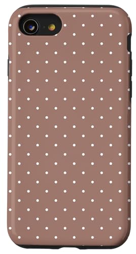 Hülle für iPhone SE (2020) / 7 / 8 Boho Tiny Polka Dot Rockabilly Cute Latte Brown Polkadot von Cute Polka Dot Designs