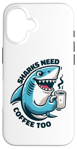 Hülle für iPhone 16 Haie brauchen auch Kaffee Wal Hammerhead White Lover Shark von Cute Shark Lover Apparel Plush Species Toy Gifts