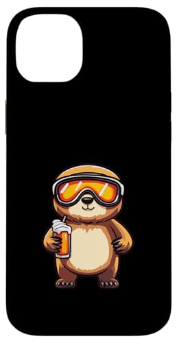 Hülle für iPhone 14 Plus Ski Faultier mit Bier | Lustiger Party-Comic von Cute Ski Animals Inc