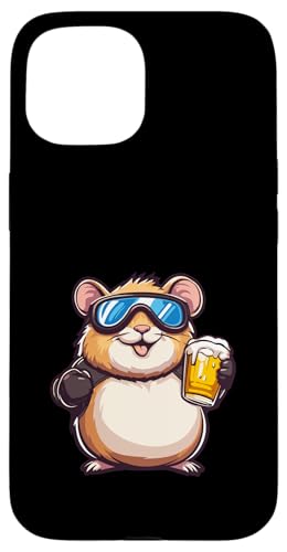 Hülle für iPhone 15 Skihamster mit Bier | Lustiger Party-Comic von Cute Ski Animals Inc