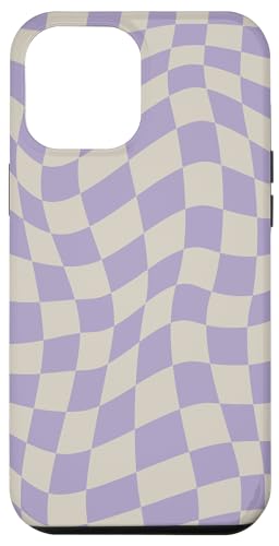 Hülle für iPhone 14 Pro Max Schachbrett im Vintage-Stil, kariert, Violett und Beige von Cute Square Checkers Cute Pattern Design
