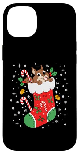 Hülle für iPhone 14 Plus Lustiger Eichhörnchen-Strumpf Weihnachtsbeleuchtung Eichhörnchen Weihnachten von Cute Squirrels Christmas Stocking Design