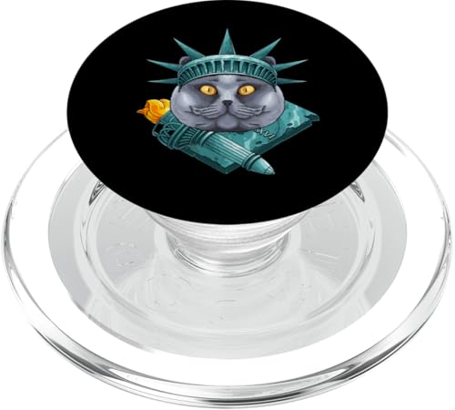 Statue of Liberty British Shorthair 4th Of Juli USA America PopSockets PopGrip für MagSafe von Cute Statue Of Liberty Animals