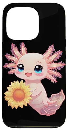 Hülle für iPhone 13 Pro Niedliche Axolotl-Anime-Kawaii-Pastell-Axolotl-Sonnenblume von Cute Sunflower Axolotl Plush Pets For Girls