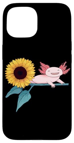 Hülle für iPhone 15 Niedliche Axolotl-Anime-Kawaii-Pastell-Axolotl-Sonnenblume von Cute Sunflower Axolotl Plush Pets For Girls