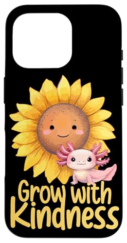 Hülle für iPhone 16 Pro Niedliche Axolotl-Anime-Kawaii-Pastell-Axolotl-Sonnenblume von Cute Sunflower Axolotl Plush Pets For Girls