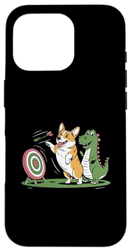 Tyrannosaurus Corgi Dartspiel Sportspieler Hülle für iPhone 16 Pro von Cute Tyrannosaurus Gift for Kids