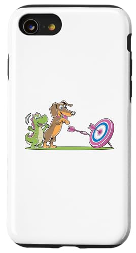 Tyrannosaurus Dackel Dart Game Sports Player Hülle für iPhone SE (2020) / 7 / 8 von Cute Tyrannosaurus Gift for Kids