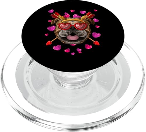 Bulldogge Valentines Day Dog Face Heart Brille Love Arrows PopSockets PopGrip für MagSafe von Cute Valentines Day Animals