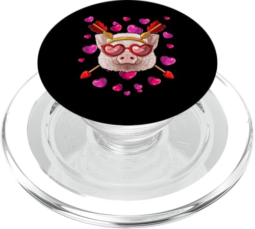 Schwein Valentinstag Tiergesicht Herz Glas Liebespfeile PopSockets PopGrip für MagSafe von Cute Valentines Day Animals