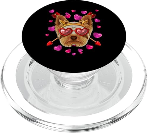 Yorkshire Terrier Valentines Day Heart Brille Love Arrows PopSockets PopGrip für MagSafe von Cute Valentines Day Animals