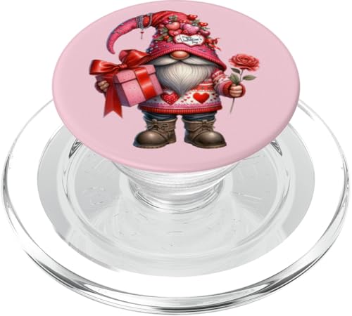 Pink Valentines Gnome Love Graphic For Happy Valentines Day PopSockets PopGrip für MagSafe von Cute Valentines Day Gnome Gifts For Women And Men