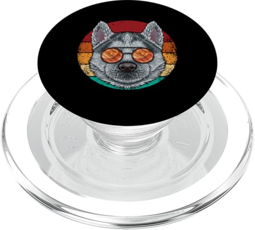 Vintage Husky Hund Haustier Welpe Retro Eighties Stil PopSockets PopGrip für MagSafe von Cute Vintage Retro Animals